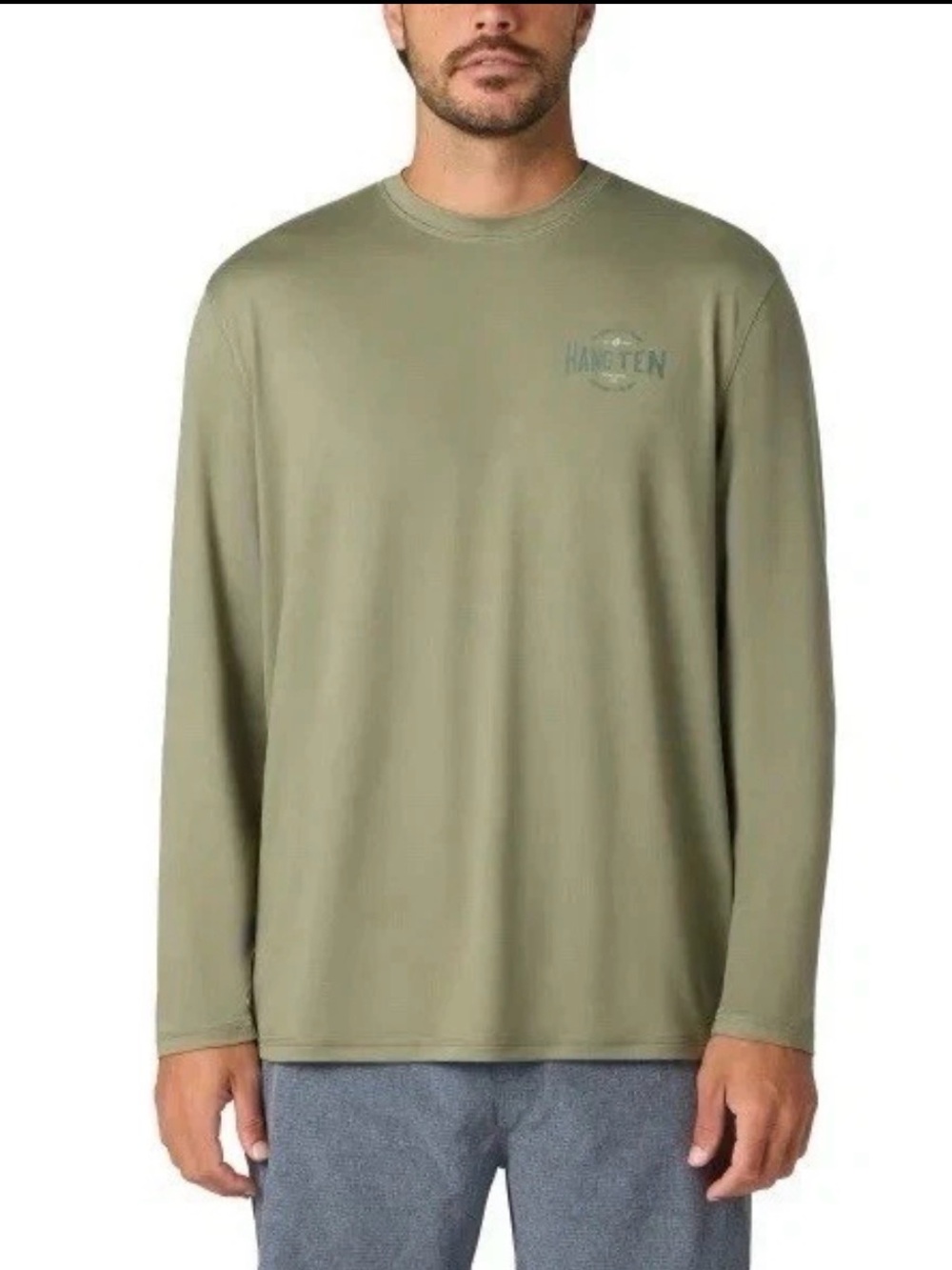 Hang Ten Men's M Long Sleeve UV Protection Shirt Green UPF 50+